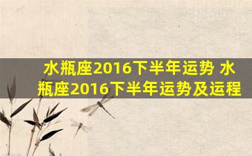 水瓶座2016下半年运势 水瓶座2016下半年运势及运程